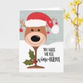 あなたは私に感じクリスマスワインをダフルおもしろいワインを カード (黄色い花)