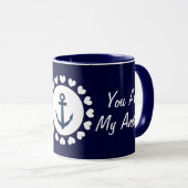 あなたは私のいかりマグだ |航海のギフト付きハート マグカップ (正面右)