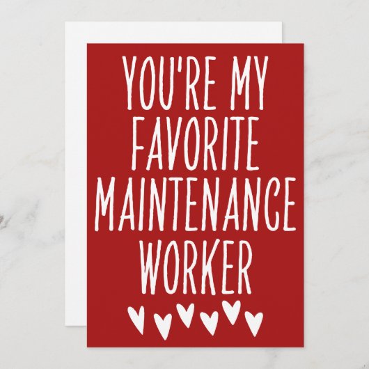 あなたは私のお気に入りのメンテナンスの作業者バレンタイン シーズンカード (正面/裏面)