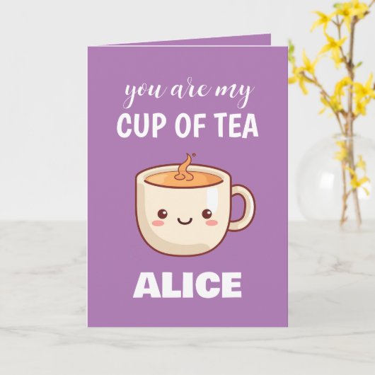 あなたは私のお茶のカップおもしろいバレンタインの休日 カード (黄色い花)