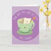 あなたは私のお茶のバレンタインデー漫画のカップ カード (黄色い花)