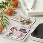 あなたは私のすべての写真コラージュ、薄紫 キーホルダー (正面右)