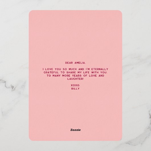 あなたは私のすべてをピンクの愛ミニマルのバレンタイン 箔シーズンカード (裏面)