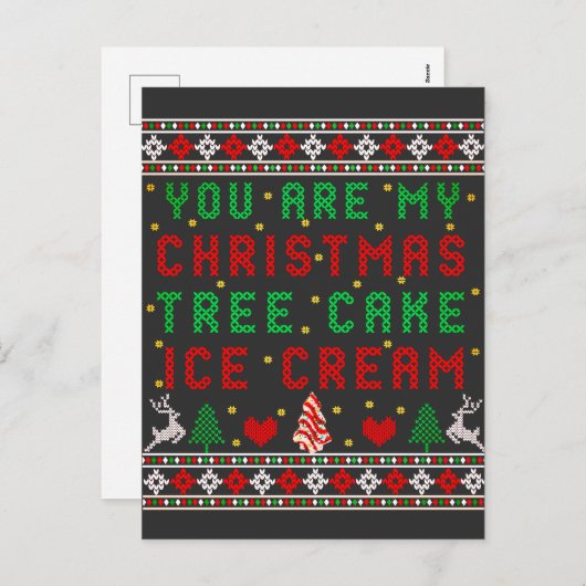あなたは私のクリスマスツリーケーキのアイスクリームのクリスマス シーズンポストカード (正面/裏面)