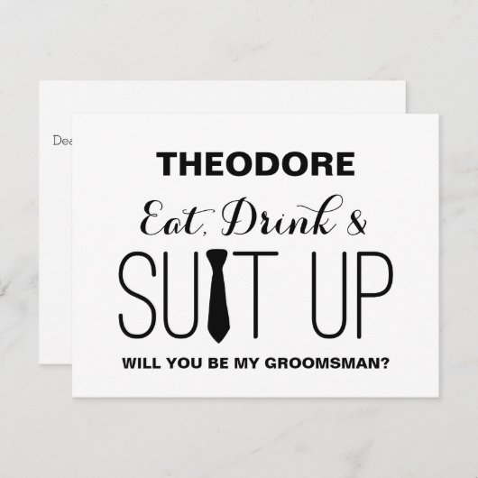 あなたは私のグルームスマンになれますか？ |グルームスマン 招待状 (正面/裏面)