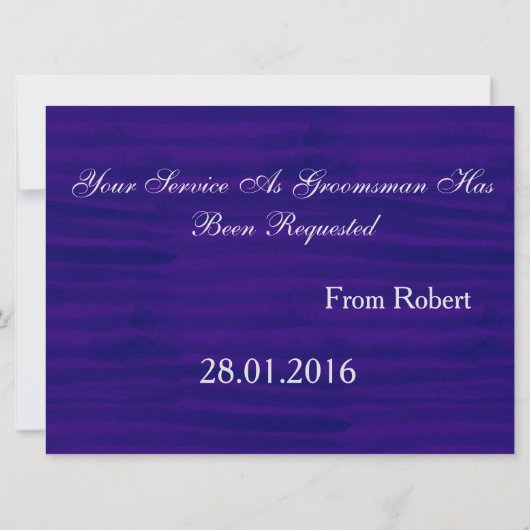 あなたは私のグルームズマンになってくれますか? ホワイト&ブラックタイの招待状です。 招待状 (裏面)