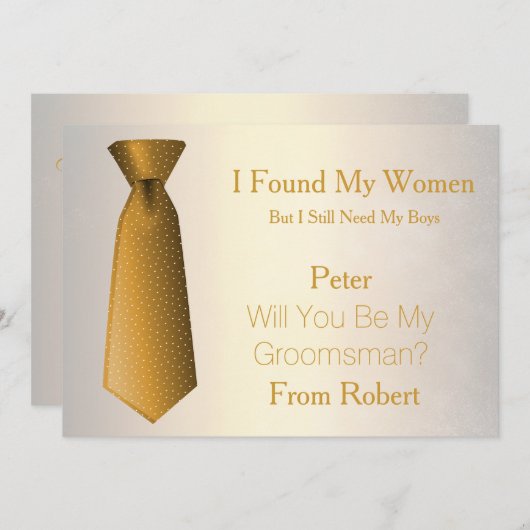 あなたは私のグロムスマン金ゴールドとホワイトタイになる 招待状 (正面/裏面)