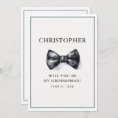 あなたは私のグロムスマン黒い水の色の蝶ネクタイになる 招待状 (正面/裏面)