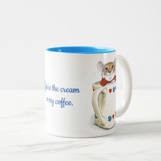 "あなたは私のコーヒーのクリーム"マウスのマグ ツートーンマグカップ (正面右)