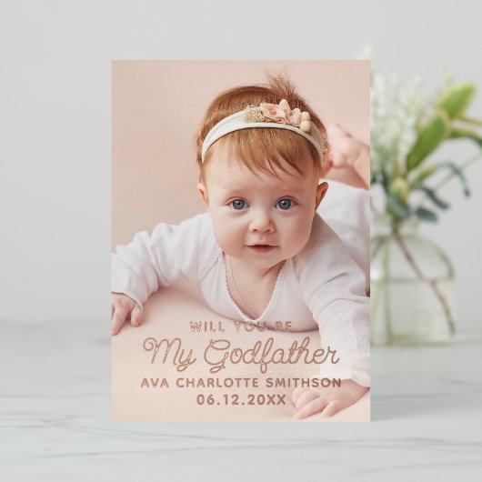 あなたは私のゴッドファーザーの上品な写真でパーソナライズされたすか 箔シーズンカード (立ち正面)
