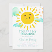 あなたは私のサンシャインの最初の誕生日パーティー 招待状 (正面)