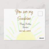 あなたは私のサンシャインイエローなパステルカラーの誕生日を彩る大切な人 ポストカード (裏面)