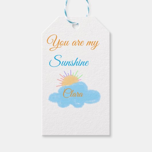あなたは私のサンシャインイエローオレンジの太陽の光の雲 ギフトタグ (正面)