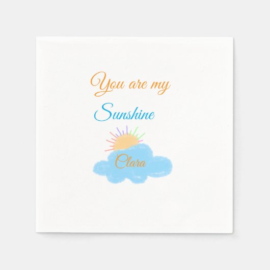 あなたは私のサンシャインイエローオレンジの太陽の光の雲 スタンダードカクテルナプキン (正面)