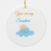 あなたは私のサンシャインイエローオレンジの太陽の光の雲 セラミックオーナメント (裏面)