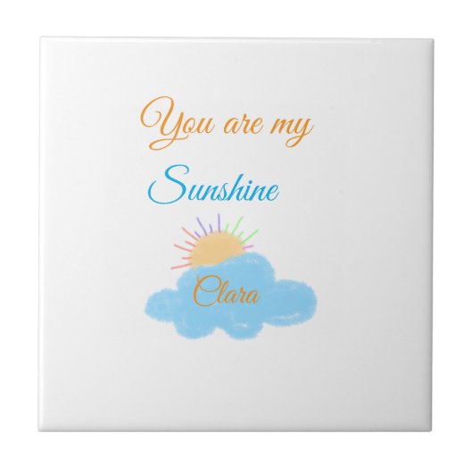 あなたは私のサンシャインイエローオレンジの太陽の光の雲 タイル (正面)