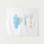 あなたは私のサンシャインイエローオレンジの太陽の光の雲 タペストリー (正面(横))