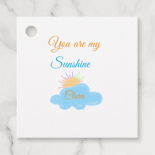 あなたは私のサンシャインイエローオレンジの太陽の光の雲 フェイバータグ (正面)