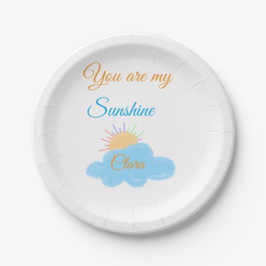 あなたは私のサンシャインイエローオレンジの太陽の光の雲 ペーパープレート (正面)