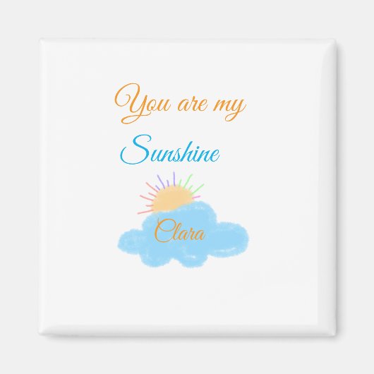 あなたは私のサンシャインイエローオレンジの太陽の光の雲 マグネット (正面)