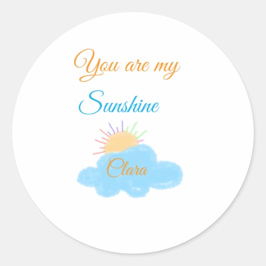 あなたは私のサンシャインイエローオレンジの太陽の光の雲 ラウンドシール (正面)