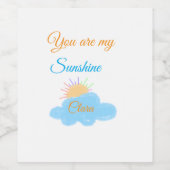 あなたは私のサンシャインイエローオレンジの太陽の光の雲 ワインラベル (シングルラベル)