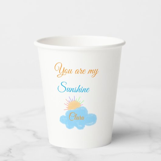 あなたは私のサンシャインイエローオレンジの太陽の光の雲 紙コップ (正面)