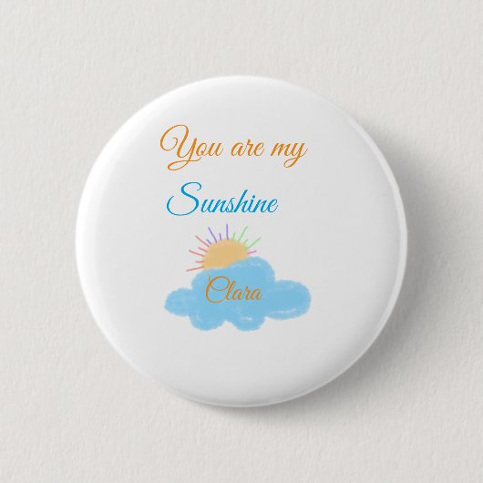 あなたは私のサンシャインイエローオレンジの太陽の光の雲 缶バッジ (正面)