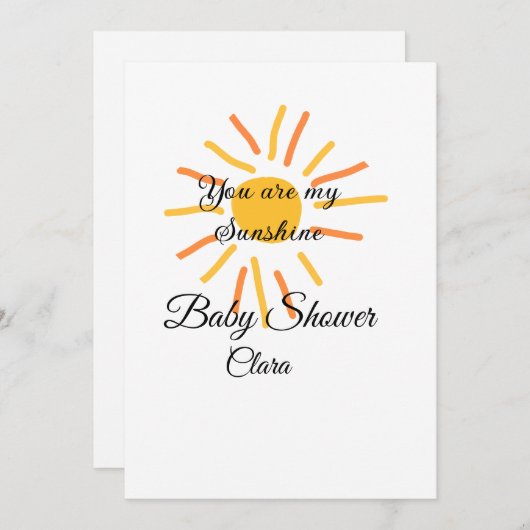 あなたは私のサンシャインイエローオレンジの太陽の光を追加nam 招待状 (正面/裏面)