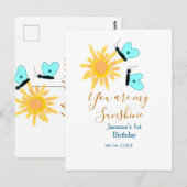 あなたは私のサンシャインイエローオレンジの太陽の青い蝶 ポストカード (正面/裏面)