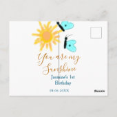 あなたは私のサンシャインイエローオレンジの太陽の青い蝶 ポストカード (裏面)