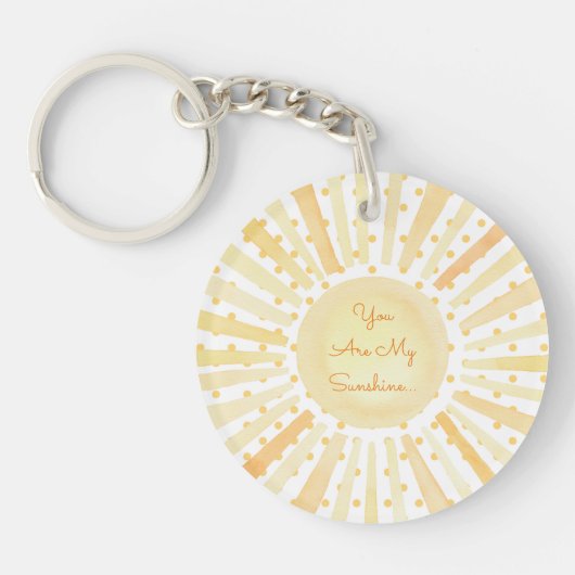 あなたは私のサンシャインイエローオレンジの水玉模様太陽 キーホルダー (正面)