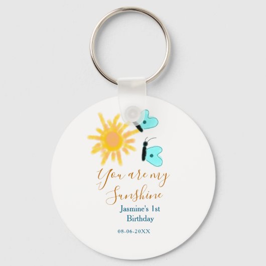 あなたは私のサンシャインイエローオレンジサンブルーバターフ キーホルダー (正面)