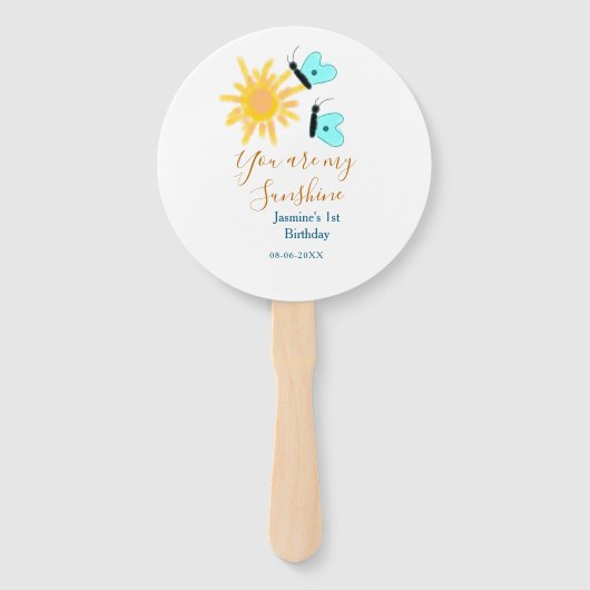 あなたは私のサンシャインイエローオレンジサンブルーバターフ ハンドファン (正面)