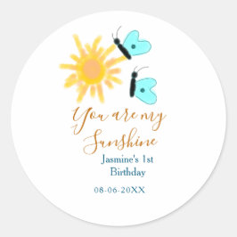 あなたは私のサンシャインイエローオレンジサンブルーバターフ ラウンドシール
