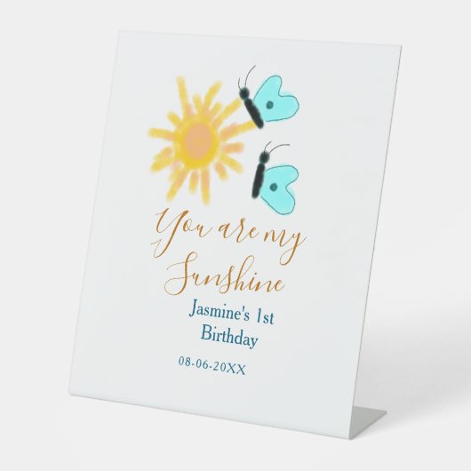 あなたは私のサンシャインイエローオレンジサンブルーバターフ 台座サイン (正面)