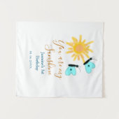 あなたは私のサンシャインイエローオレンジ太陽青い蝶 タペストリー (正面(横))