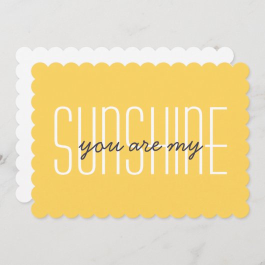 あなたは私のサンシャインイエローハッピーカワイイタイポグラフィ ノートカード (正面/裏面)