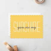 あなたは私のサンシャインイエローハッピーカワイイタイポグラフィ ノートカード (正面/裏面インサイチュ)