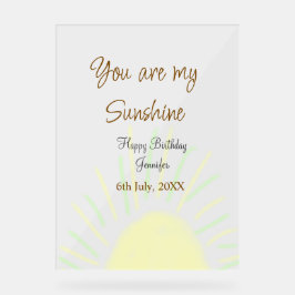 あなたは私のサンシャインイエローパステルの誕生日の追加nam アクリルサイン