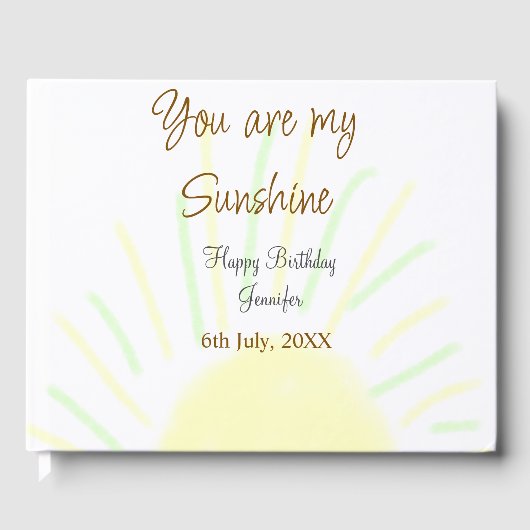 あなたは私のサンシャインイエローパステルの誕生日の追加nam ゲストブック (正面)