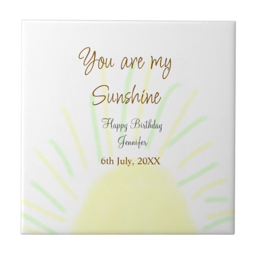 あなたは私のサンシャインイエローパステルの誕生日の追加nam タイル (正面)