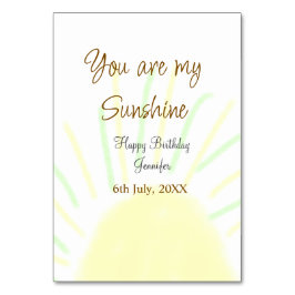 あなたは私のサンシャインイエローパステルの誕生日の追加nam テーブルナンバー