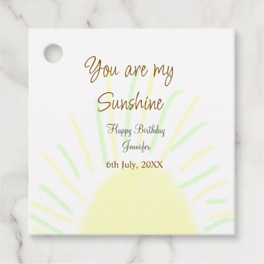 あなたは私のサンシャインイエローパステルの誕生日の追加nam フェイバータグ (正面)
