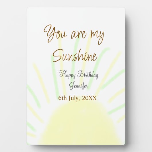 あなたは私のサンシャインイエローパステルの誕生日の追加nam フォトプラーク (正面)