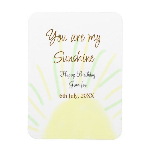 あなたは私のサンシャインイエローパステルの誕生日の追加nam マグネット (縦)
