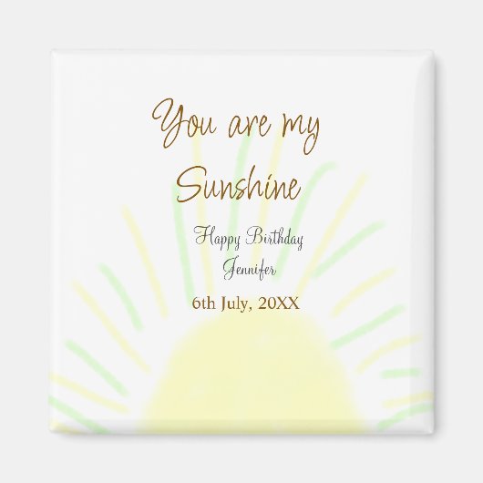 あなたは私のサンシャインイエローパステルの誕生日の追加nam マグネット (正面)