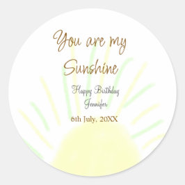 あなたは私のサンシャインイエローパステルの誕生日の追加nam ラウンドシール