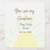 あなたは私のサンシャインイエローパステルの誕生日の追加nam ワインラベル (シングルラベル)