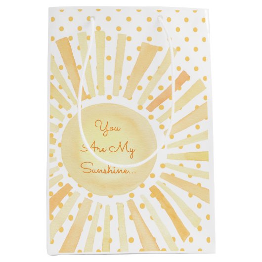 あなたは私のサンシャインイエローホワイトオレンジの水玉模様 ミディアムペーパーバッグ (正面)